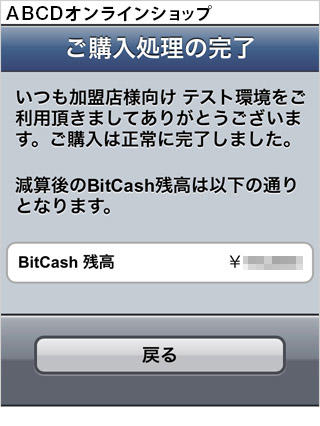 プリペイドカード決済 （BitCash）｜3．ご購入処理の完了（旧画面スマートフォン版）